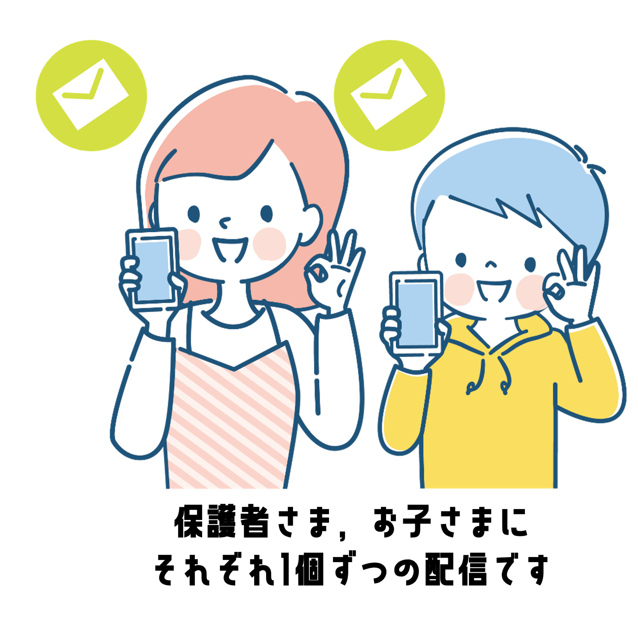 保護者さま、お子さまにそれぞれ1個ずつの配信です