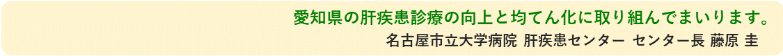 愛知県の肝疾患診療の向上と均てん化に取り組んでまいります。名古屋市立大学病院 肝疾患センター センター長 藤原 圭